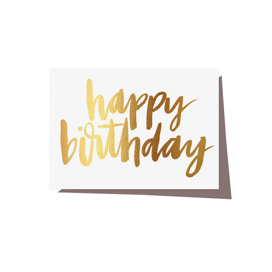 Gold Script Happy Birthday Card