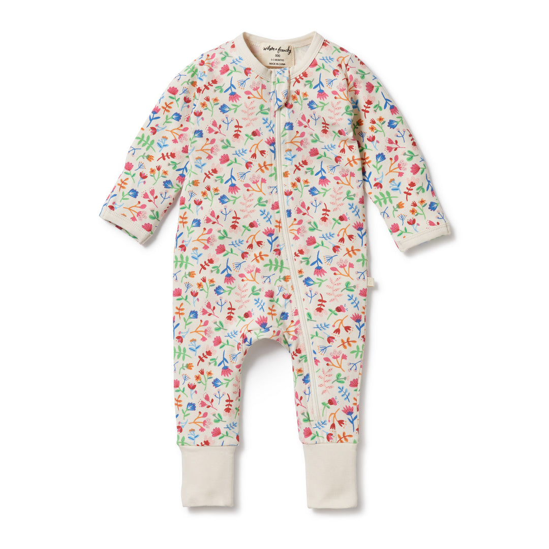 Wilson and Frenchy Organic Zipsuit with Feet - Tropical Garden