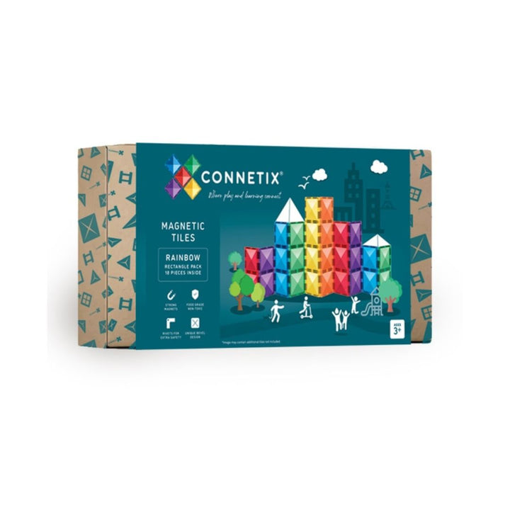 Connetix Tiles 18 Piece Rainbow Rectangle Pack