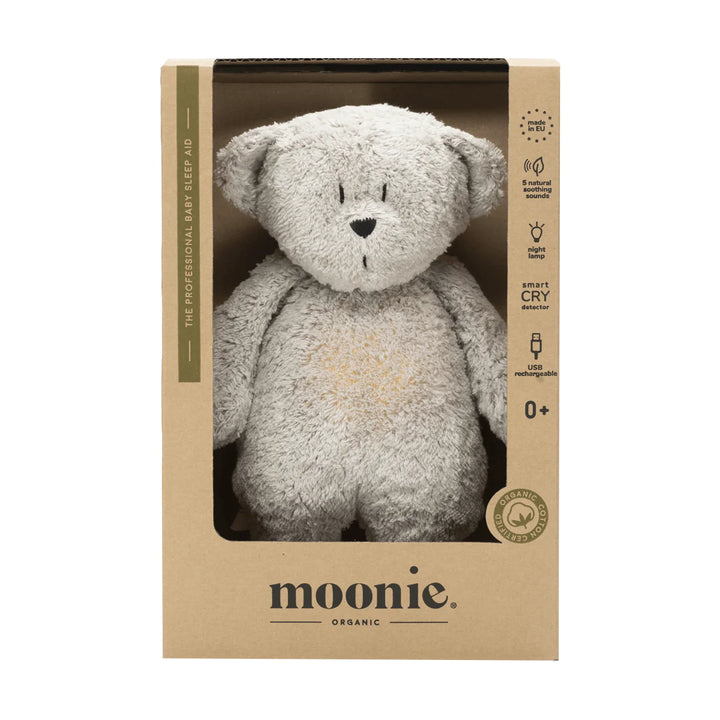 Moonie Humming Bear Light and Sleep Aid (NEW FABRIC)- Mineral Grey
