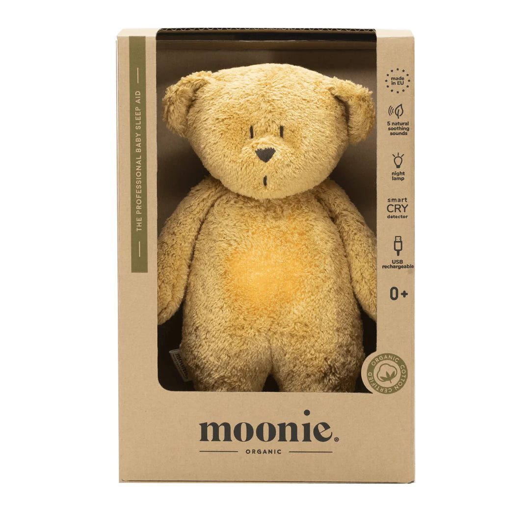 Moonie Humming Bear Light and Sleep Aid (NEW FABRIC) - Honey