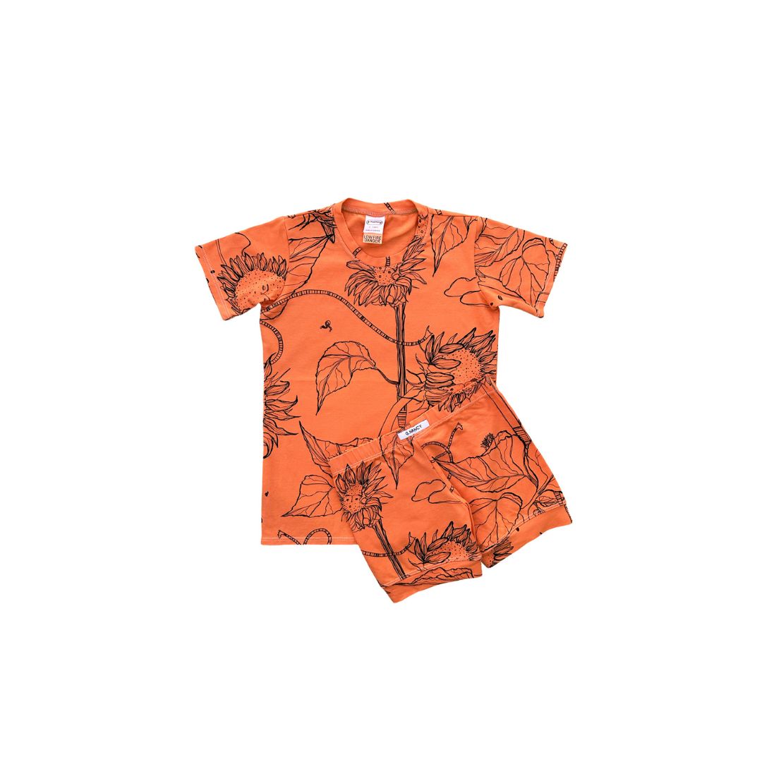 G.Nancy Anniversary Collection Sunflowers Short Sleeve PJs - Persimmon