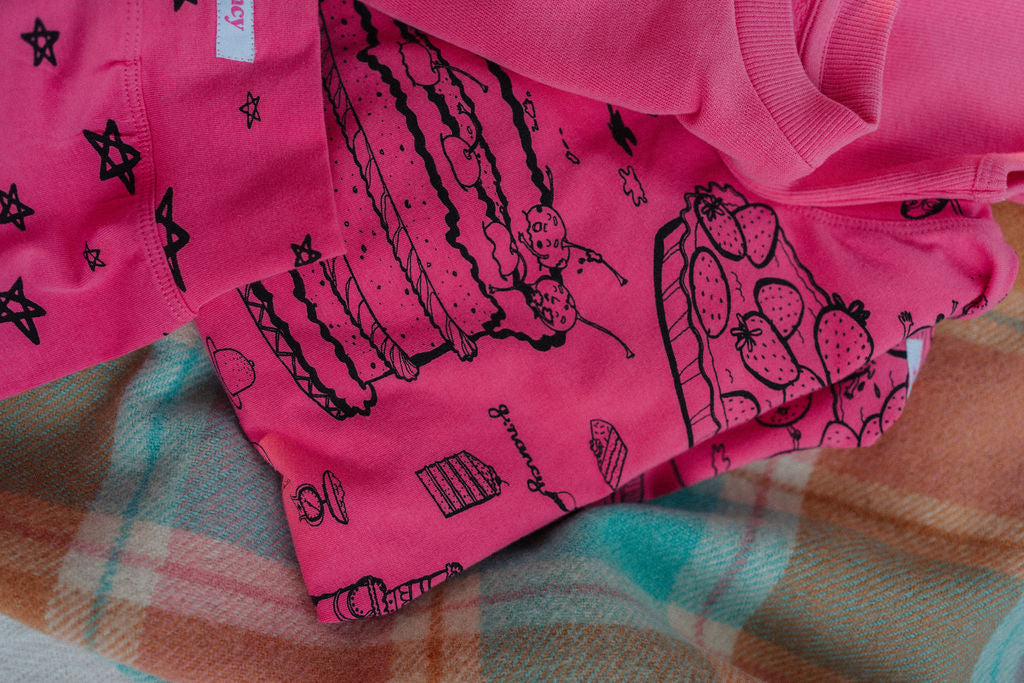 G.Nancy Cake Print Long Sleeve PJs - Fancy Pink