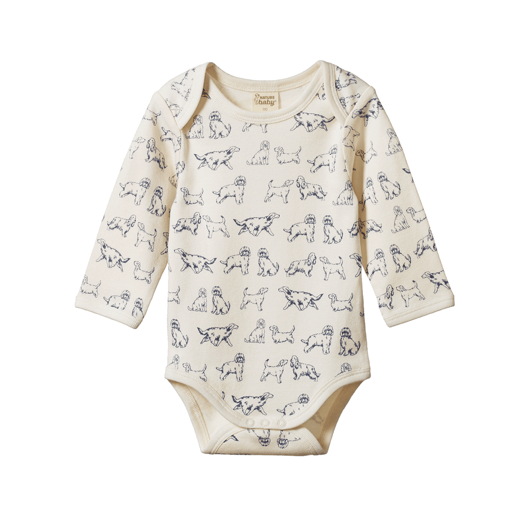 Nature Baby Long Sleeve Bodysuit - Dog Days Print