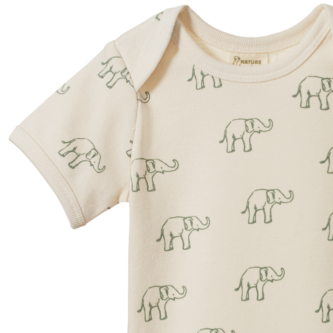 Nature Baby Short Sleeve Bodysuit - Elephant Print