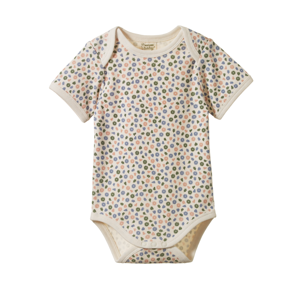Nature Baby Short Sleeve Bodysuit - Chamomile Blooms Print