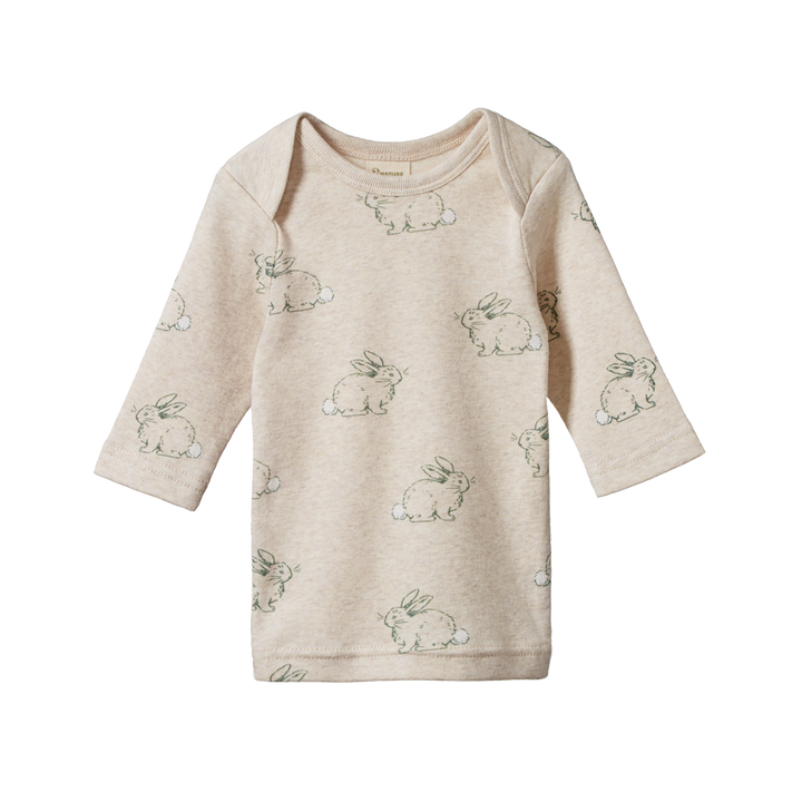 Nature Baby Simple Tee - Cottage Bunny Oatmeal Marl Print