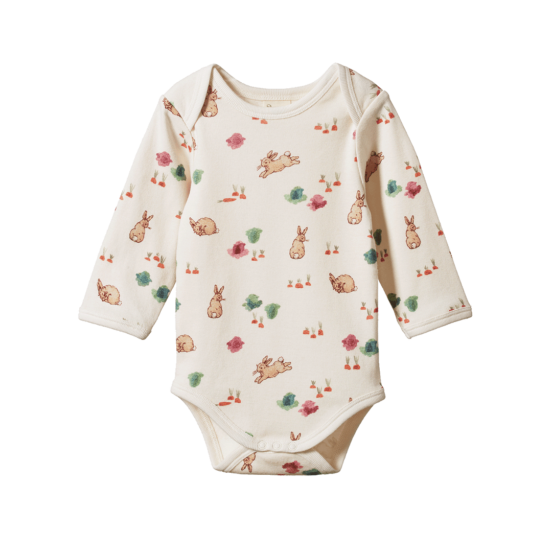 Nature Baby Long Sleeve Bodysuit - Country Bunny Print