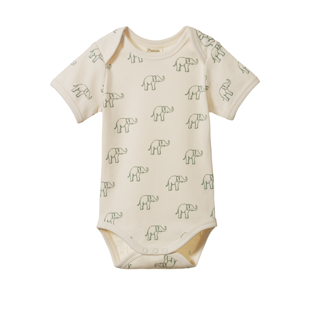 Nature Baby Short Sleeve Bodysuit - Elephant Print