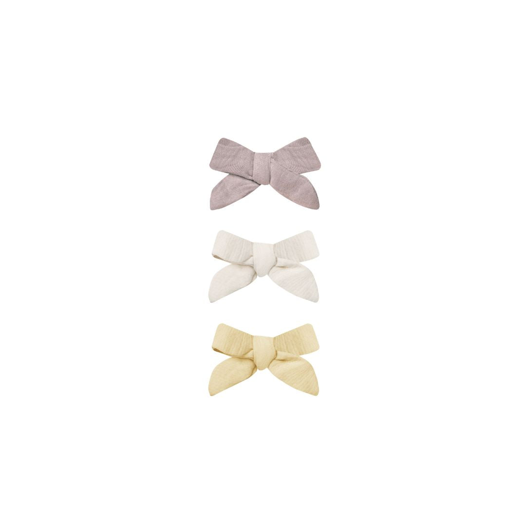Quincy Mae - Bow with Clip - Set of 3 - Lavender, Natural, Lemon