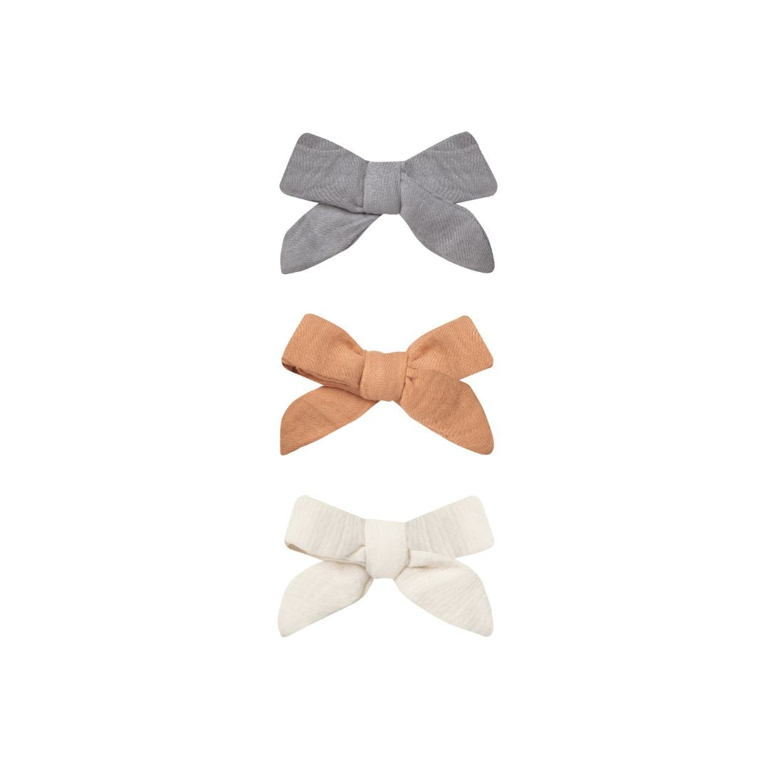 Quincy Mae - Bow with Clip - Set of 3 - Lagoon, Melon, Ivory