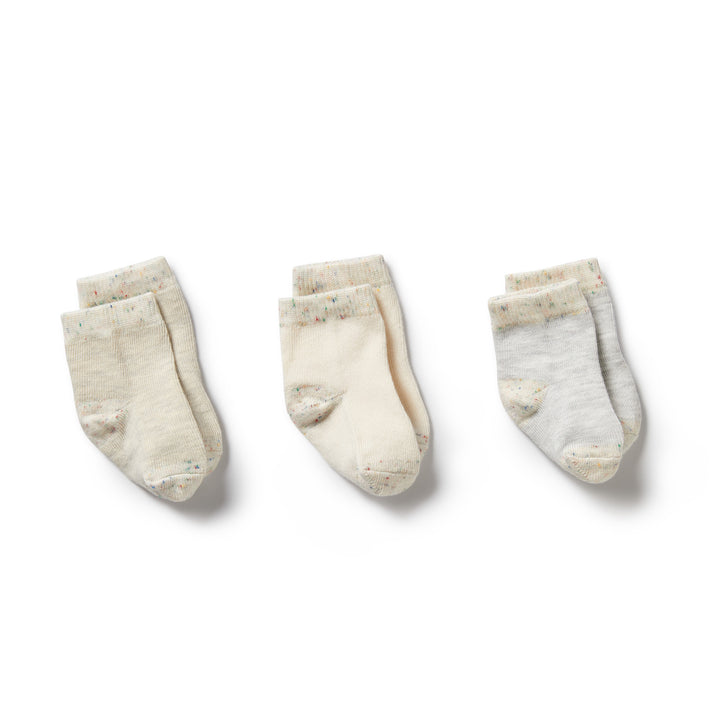 Wilson and Frenchy 3 Pack Baby Socks - Cream/Oatmeal/Grey Cloud