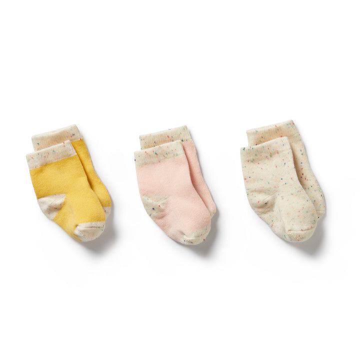 Wilson and Frenchy 3 Pack Baby Socks - Dijon/Pink/Fleck