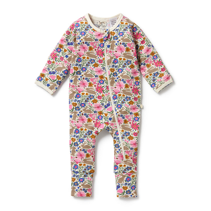 Wilson and Frenchy Organic Zipsuit with feet - Bunny Hop