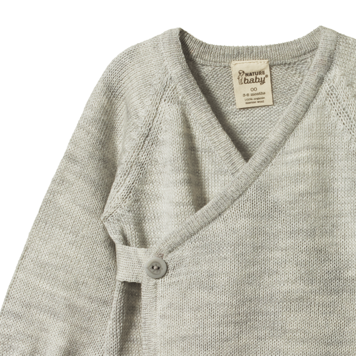 Nature Baby Merino Knit Kimono Jacket - Light Grey