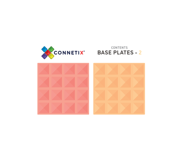 Connetix Tiles 2 Piece Base Plate Pack - Lemon and Peach