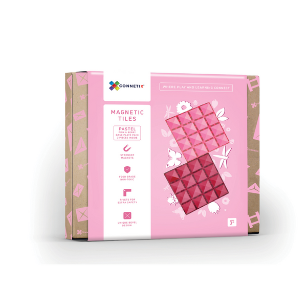 Connetix Tiles 2 Piece Base Plate Pack - Pink and Berry