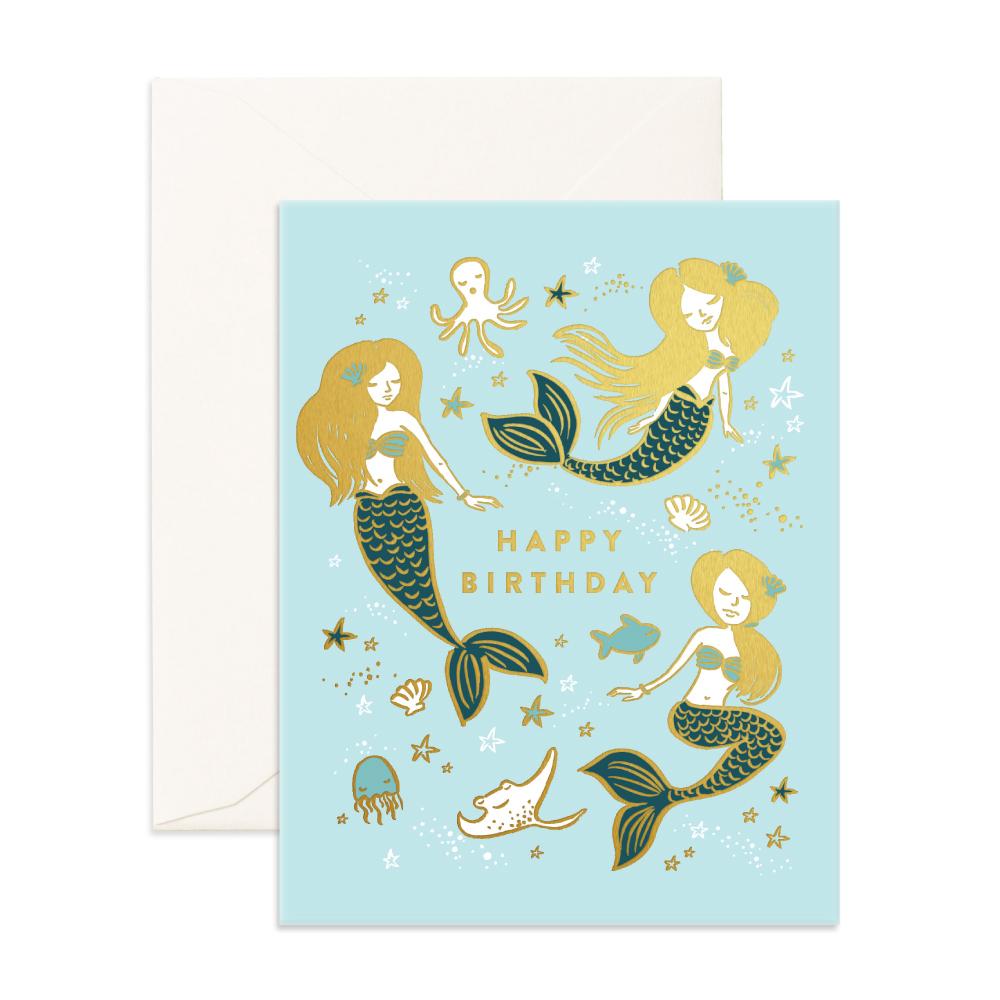 Fox and Fallow Happy Birthday Mermaids Card