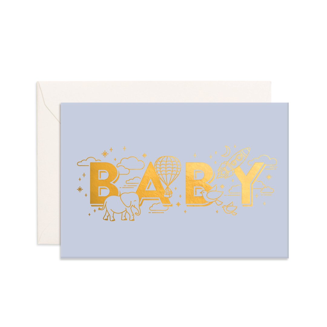 Fox and Fallow Baby Universe Duck Egg Blue Mini Card
