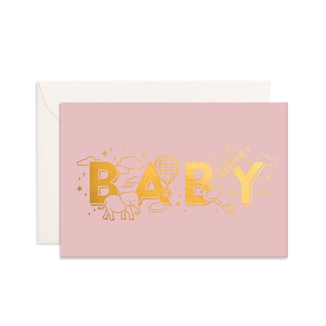 Fox and Fallow Baby Universe Dusty Rose Mini Card