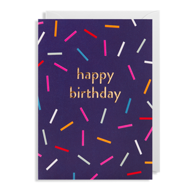 Happy Birthday Navy Confetti Card
