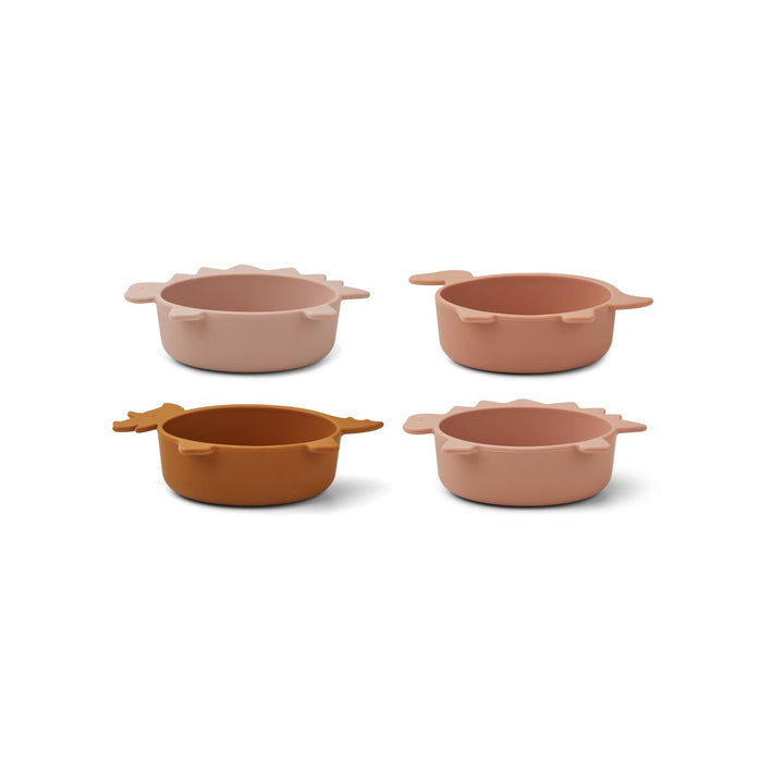 Liewood Iggy Silicone Bowls - 4 Pack - Dino Rose Multi Mix
