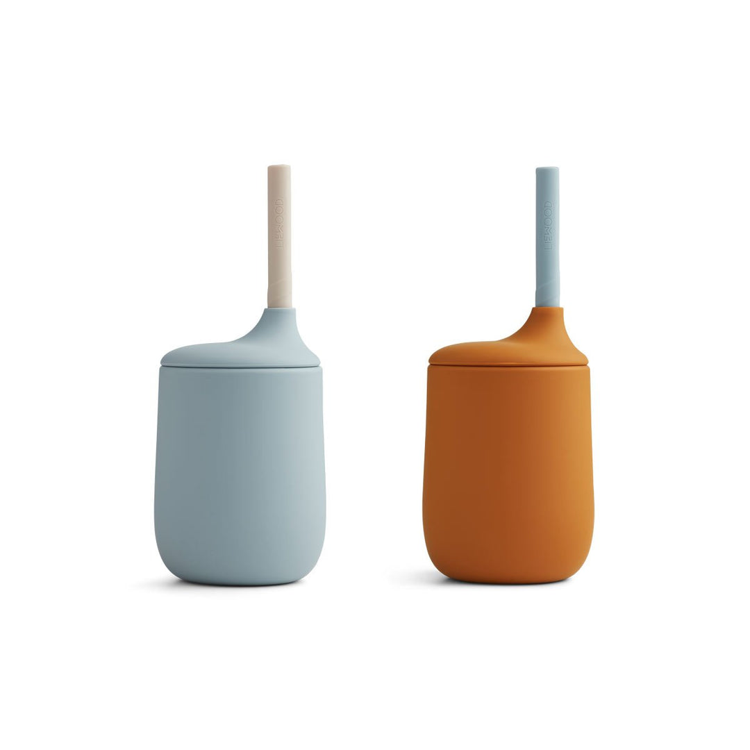 Liewood Ellis Sippy Cup 2 Pack - Mustard/Sea Blue Mix