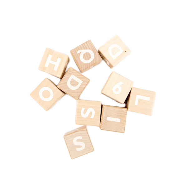 Wooden Alphabet Blocks - White, Ooh Noo