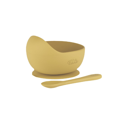 Petite Eats Suction Bowl and Spoon Set - Mustard