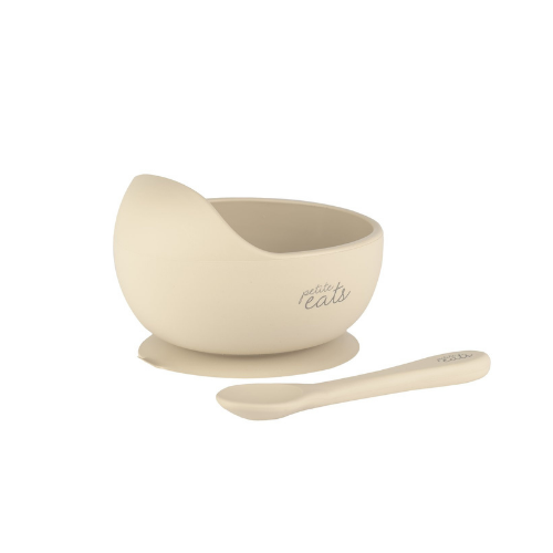 Petite Eats Suction Bowl and Spoon Set - Sand