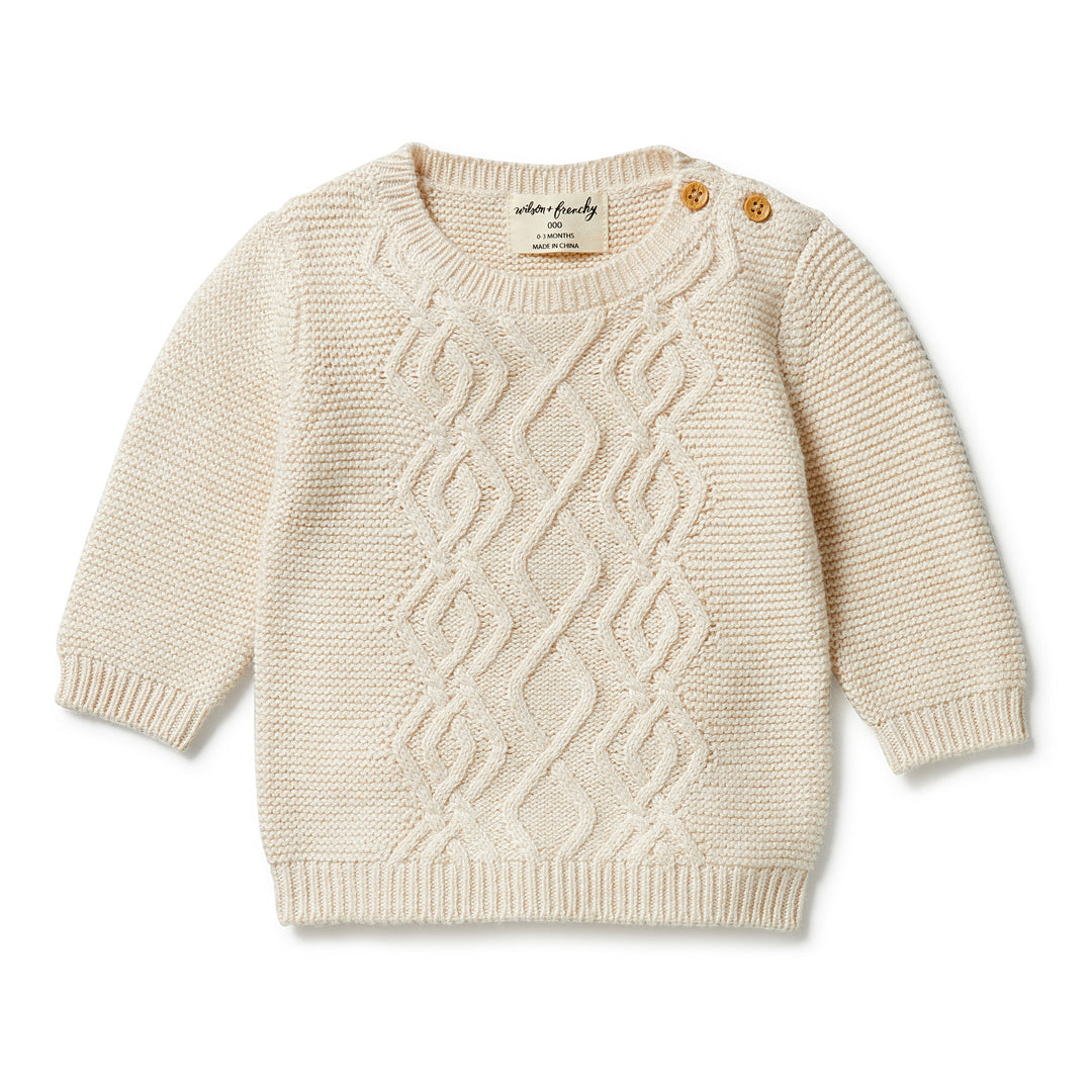 Wilson and Frenchy Knitted Cable Jumper - Sand Melange