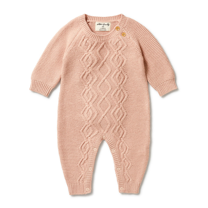 Wilson and Frenchy Knitted Cable Growsuit - Rose