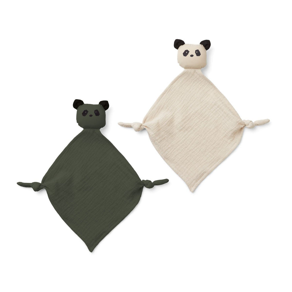 Liewood - Yoko Mini Cuddle Cloth 2 Pack - Panda Hunter Green/Sandy Mix - Dapper Mr Bear - www.dappermrbear.com - NZ
