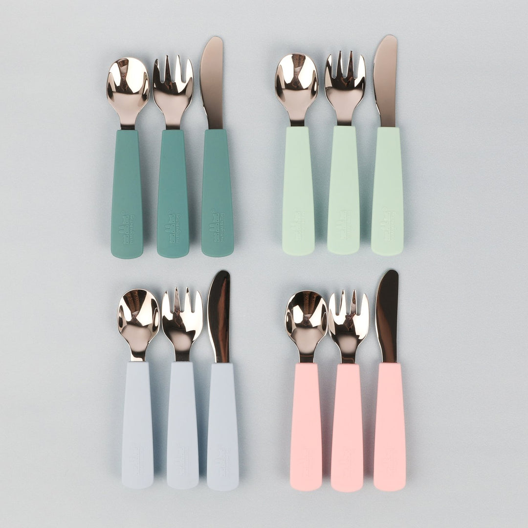 We Might Be Tiny Toddler Feedie Cutlery Set - Minty Green