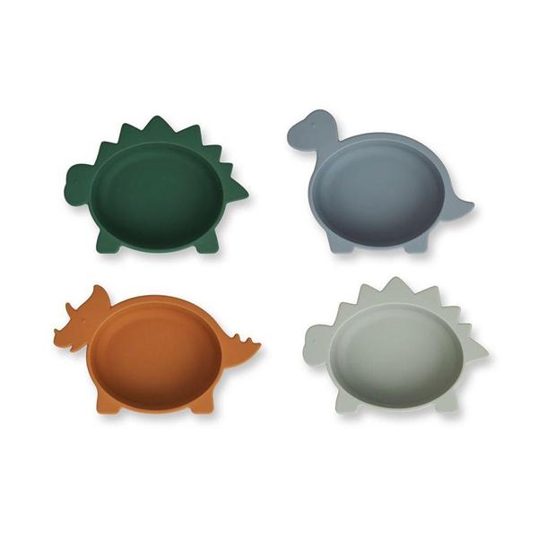 Liewood Iggy Silicone Bowls - 4 Pack - Dino Blue Multi Mix